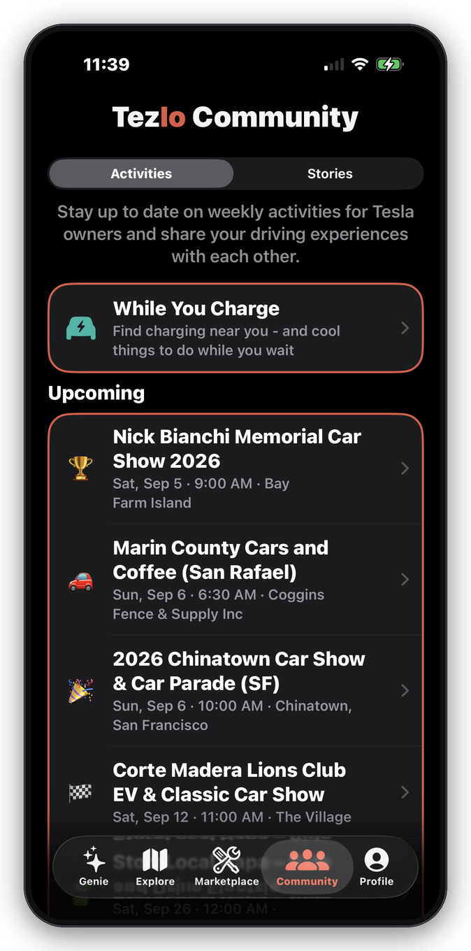 Owners near you: meetups, Cars and Coffee, and stories from your metro.